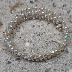 Pearl & Crystal Bead Bracelet Choker Necklace Layered Costume Jewelry‎